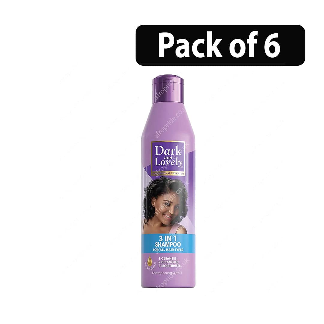 (Pack of 6) Dark & Lovely 3 in 1 Shampoo 250ml (Pack of 6) Dark & Lovely 3 in 1 Shampoo 250ml