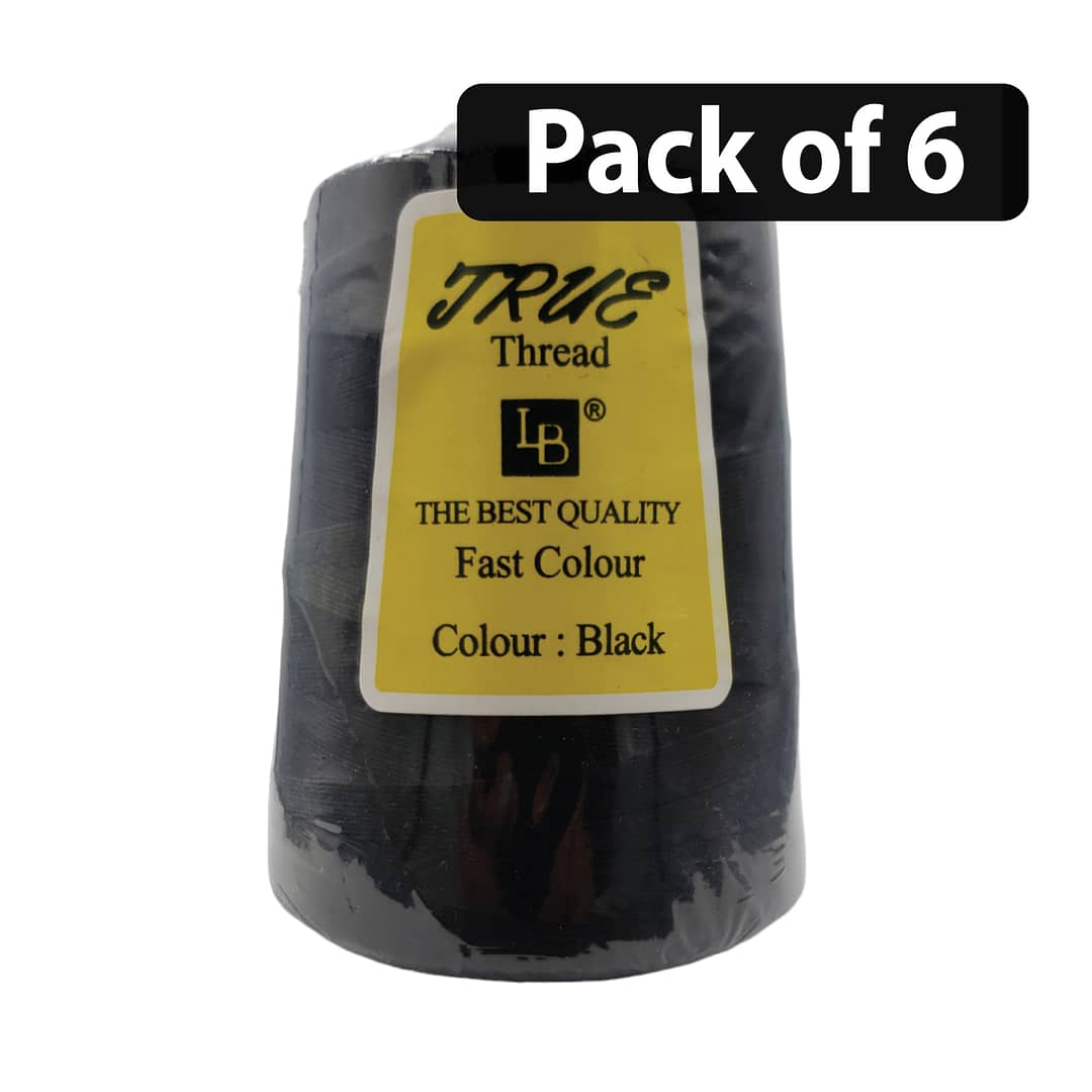 (Pack of 6) True Thread Big Black Colour TB001 (Pack of 6) True Thread Big Black Colour TB001