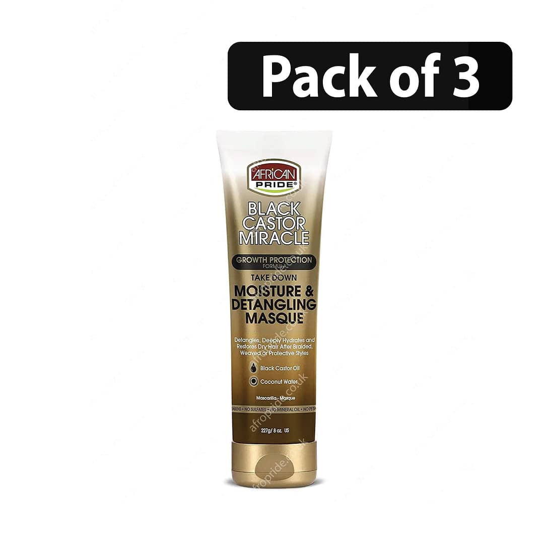 (Pack of 3) African Pride Black Castor Miracle Moisture and Detangling Masque 227g (Pack of 3) African Pride Black Castor Miracle Moisture and Detangling Masque 227g
