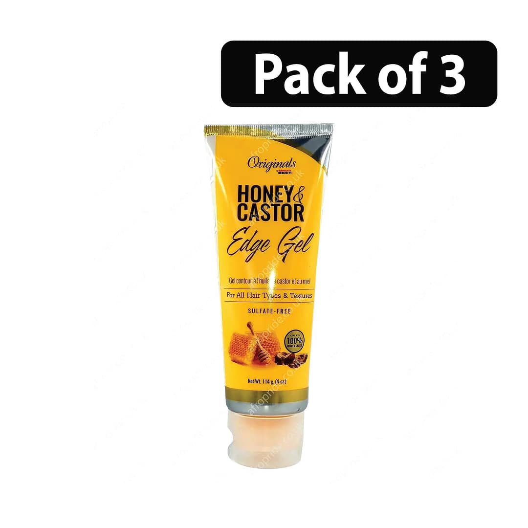 (Pack of 3) Africa's Best Honey & Castor Edge Gel For All Hair Types 4oz