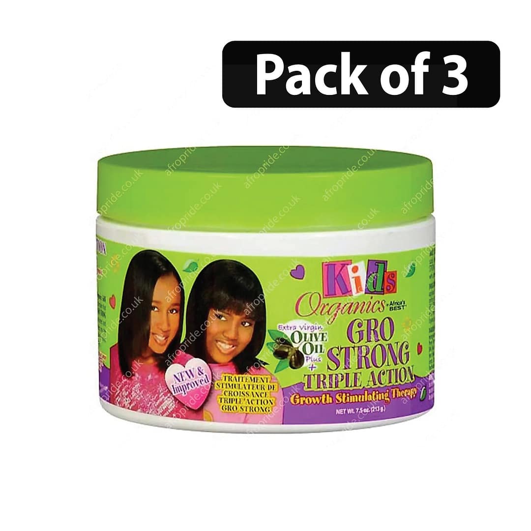 (Pack of 3) Africa's Best Kids Organic Gro Strong Triple Action Growth Stimulating Therapy 7.5oz (Pack of 3) Africa's Best Kids Organic Gro Strong Triple Action Growth Stimulating Therapy 7.5oz