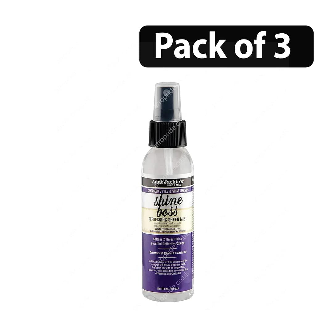 (Pack of 3) Aunt Jackie's Shine Boss Refreshing Sheen Mist 4oz (Pack of 3) Aunt Jackie's Shine Boss Refreshing Sheen Mist 4oz