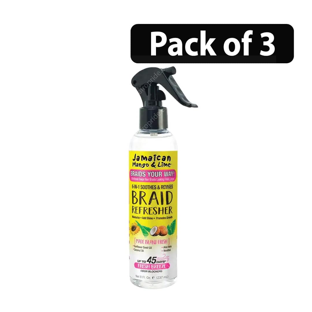 (Pack of 3) Jamaican Mango & Lime Braids Your Way Braid Soothes And Calms Braid Refresher 8oz (Pack of 3) Jamaican Mango & Lime Braids Your Way Braid Soothes And Calms Braid Refresher 8oz