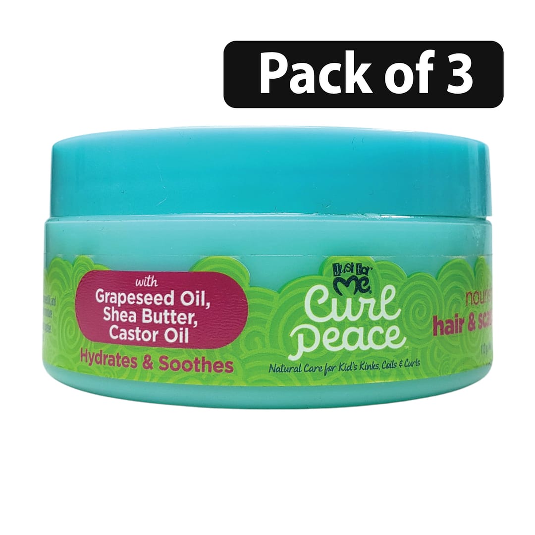 (Pack of 3) Just For Me Curl Peace Nourishing Hair & Scalp Butter 4oz 1 (Pack of 3) Just For Me Curl Peace Nourishing Hair & Scalp Butter 4oz