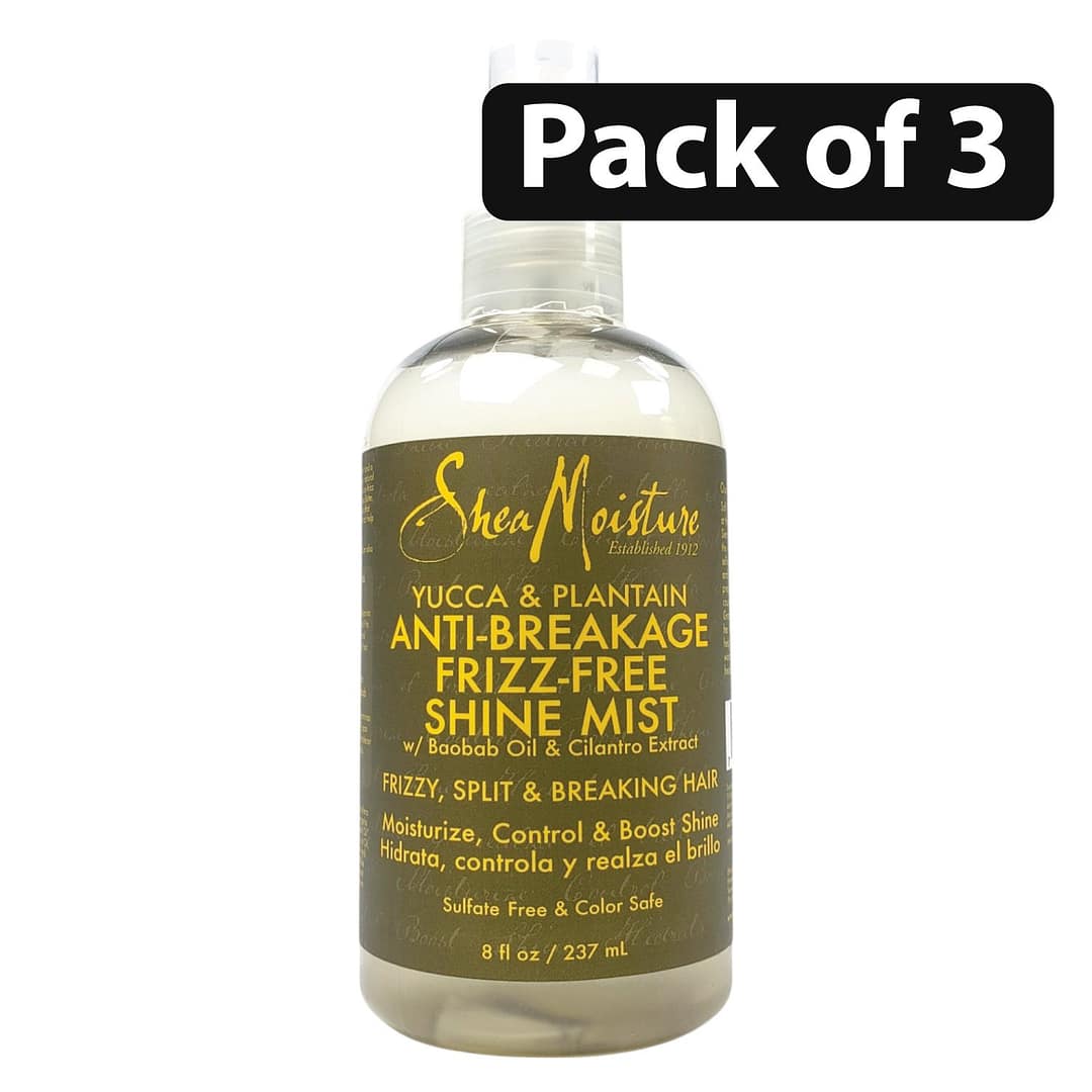 (Pack of 3) Shea Moisture Yucca & Plantain Anti-Breakage Frizz-Free Shine Mist 237ml 1 (Pack of 3) Shea Moisture Yucca & Plantain Anti-Breakage Frizz-Free Shine Mist 237ml