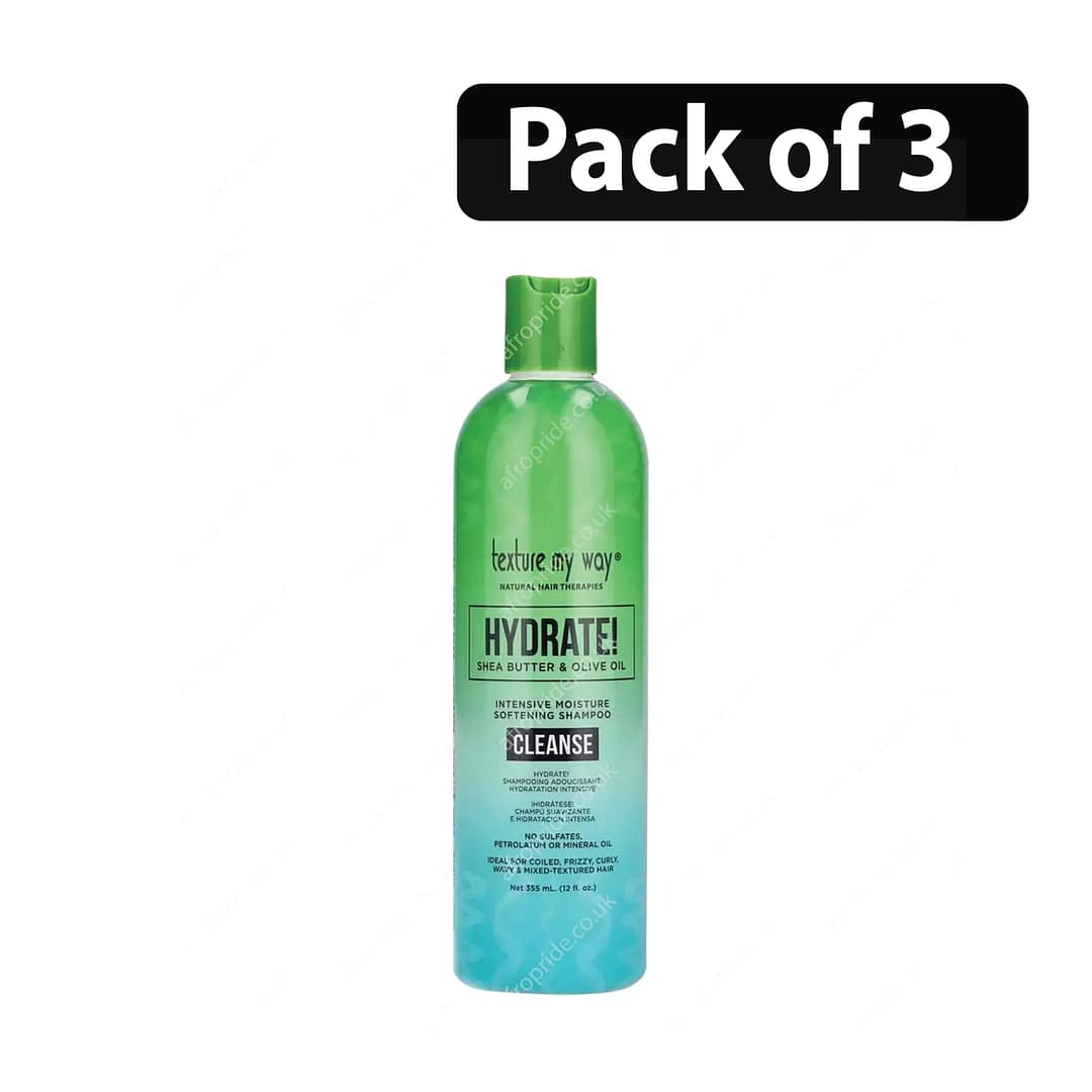 (Pack of 3) Texture My Way Hydrate Shea Butter & Olive Oil Softening Shampoo 12oz (Pack of 3) Texture My Way Hydrate Shea Butter & Olive Oil Softening Shampoo 12oz