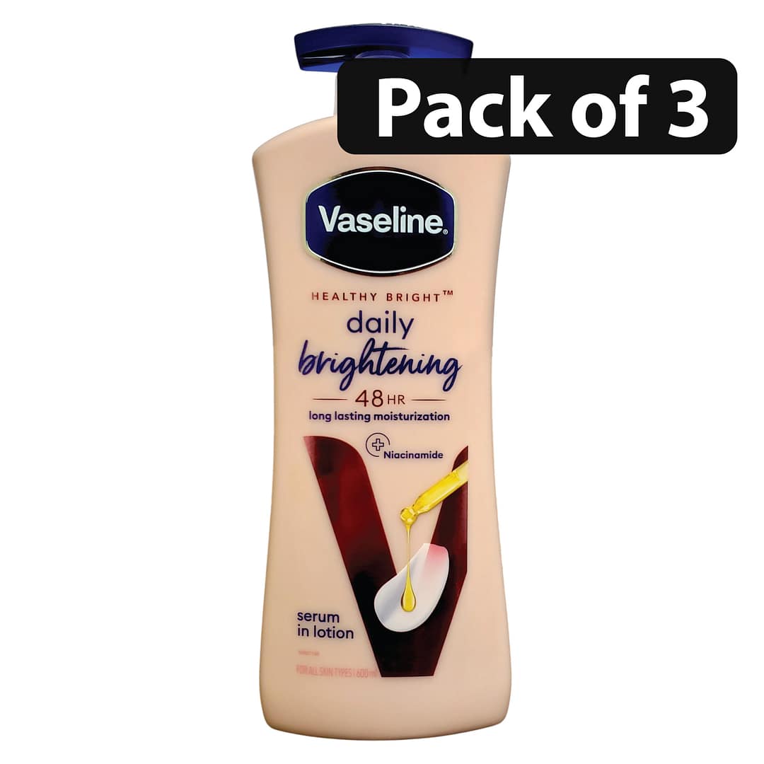 (Pack of 3) Vaseline Non Greasy Daily Brightening Body Lotion 600ml (Pack of 3) Vaseline Non Greasy Daily Brightening Body Lotion 600ml