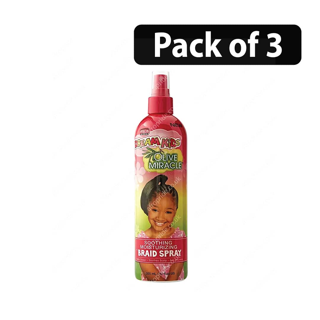 (Pack of 3)African Pride Dream Kids Olive Miracle Soothing Moisturizing Braid Spray 355ml (Pack of 3)African Pride Dream Kids Olive Miracle Soothing Moisturizing Braid Spray 355ml