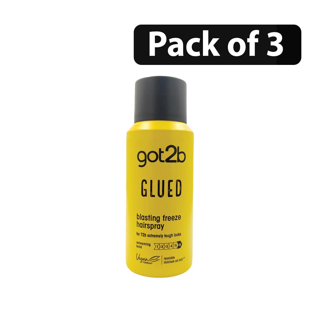 (Pack of 3) Got2b Glued Blasting Freeze Hairspray 100ml (Pack of 3) Got2b Glued Blasting Freeze Hairspray 100ml
