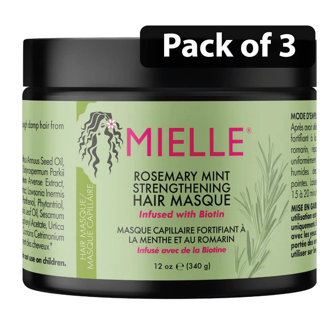 (Pack of 3) Mielle Rosemary Mint Strengthening Hair Masque 12oz (Pack of 3) Mielle Rosemary Mint Strengthening Hair Masque 12oz