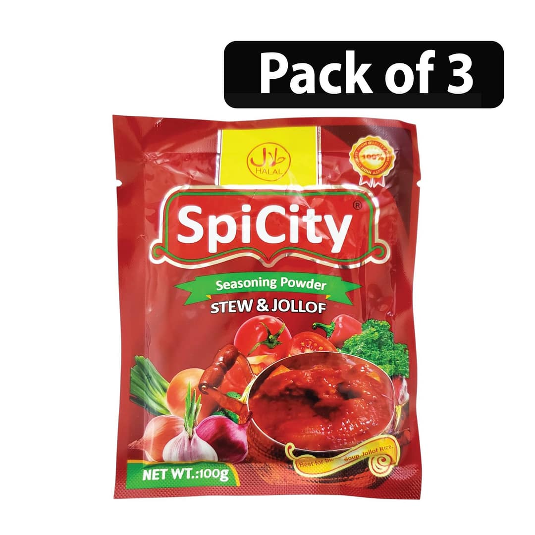 (Pack of 3) SpiCity Seasoning Powder Stew & Jollof 100g (Pack of 3) SpiCity Seasoning Powder Stew & Jollof 100g