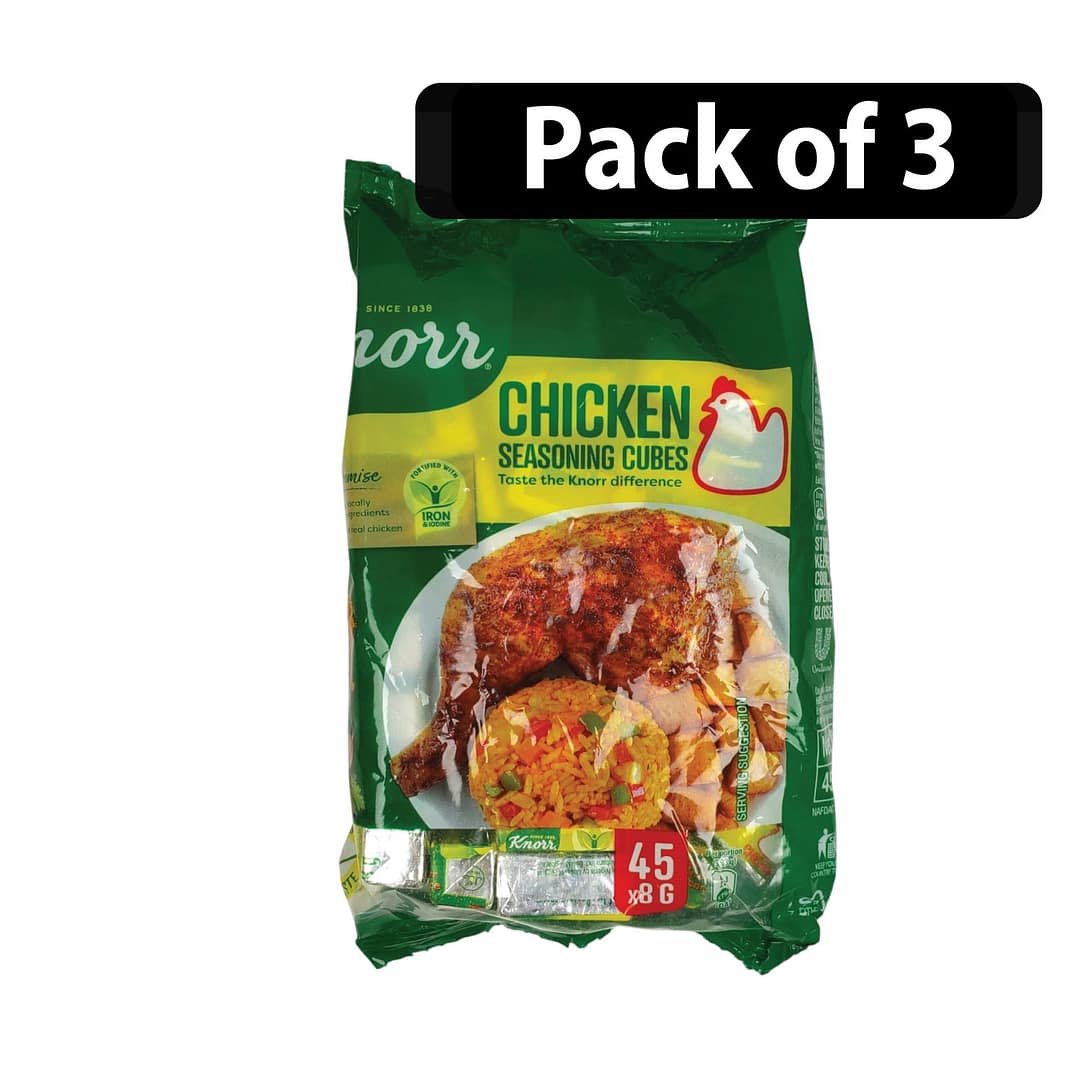 (Pack of 3) Knorr Chicken Seasoning Cubes 45 x 8G (360 g) (Pack of 3) Knorr Chicken Seasoning Cubes 45 x 8G (360 g)(Pack of 3) Knorr Chicken Seasoning Cubes 45 x 8G (360 g)