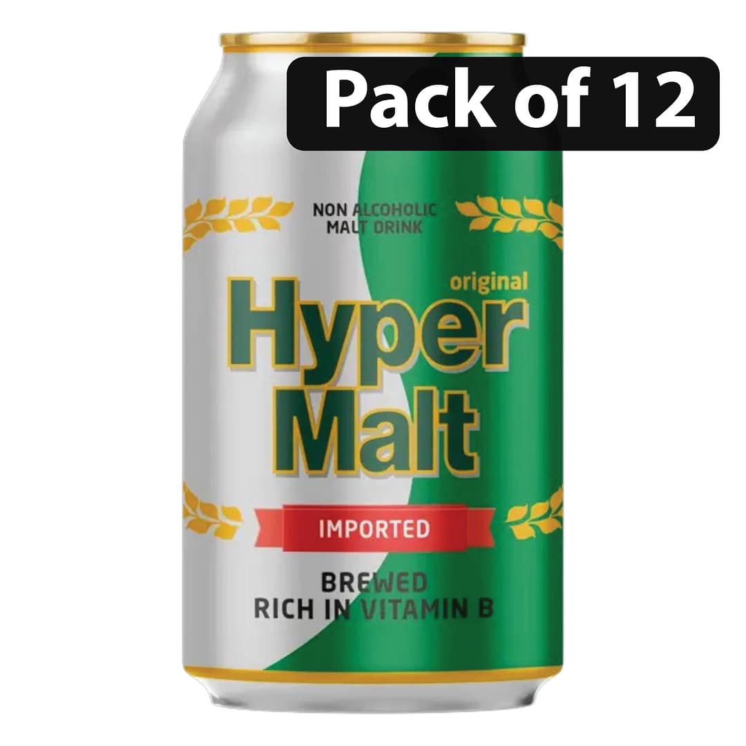 (Pack of 12) Hyper Malt Original Non Alcoholic Malt Drink Can 330ml (Pack of 12) Hyper Malt Original Non Alcoholic Malt Drink Can 330ml