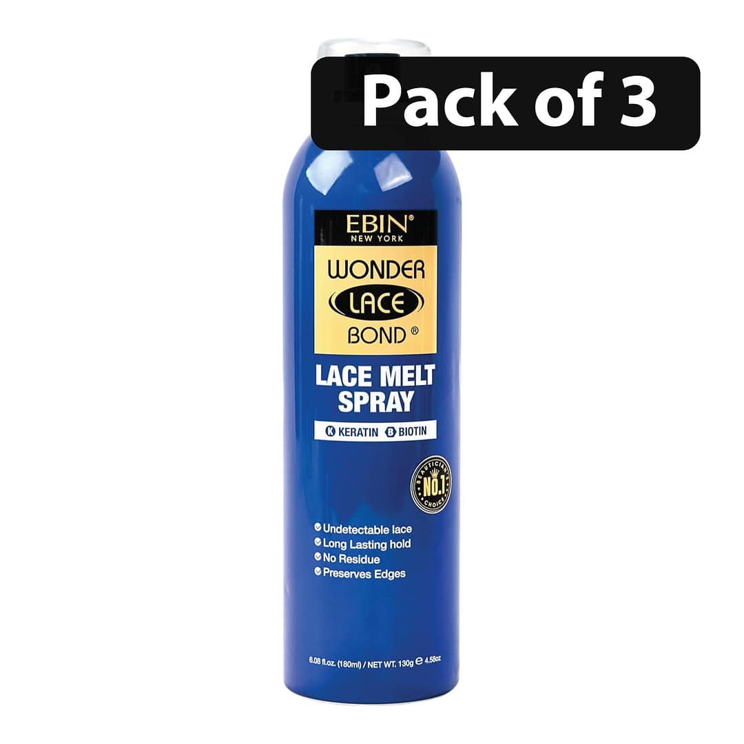 (Pack of 3) Ebin Wonder Lace Bond Lace Melt Spray with Biotion Keratin 180ml (Pack of 3) Ebin Wonder Lace Bond Lace Melt Spray with Biotion Keratin 180ml