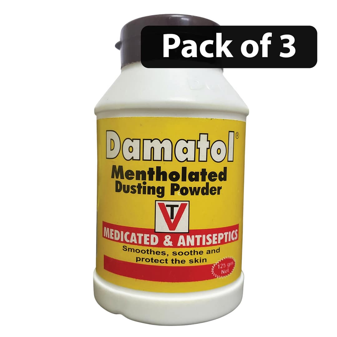 (Pack of 3) Damatol Mentholated Dusting Powder 125g (Pack of 3) Damatol Mentholated Dusting Powder 125g