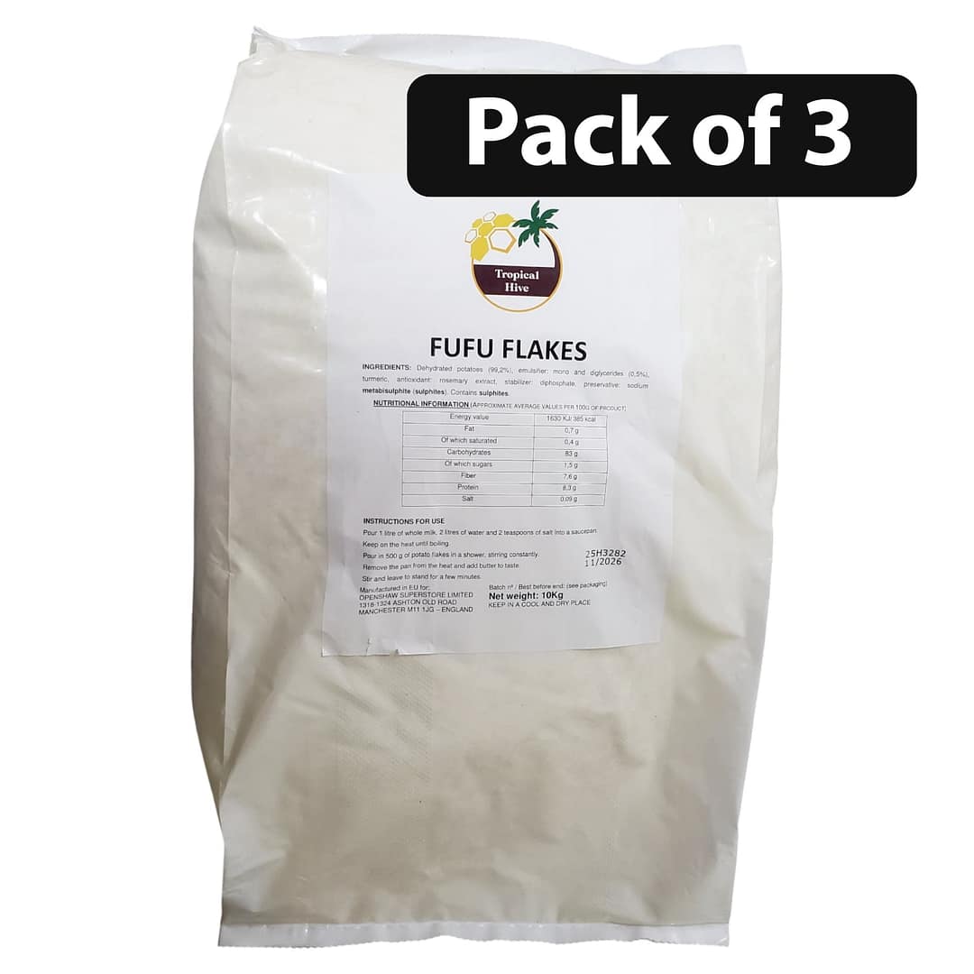 (Pack of 3) Tropical Hive Fufu Flakes 1 (Pack of 3) Tropical Hive Fufu Flakes 10kg