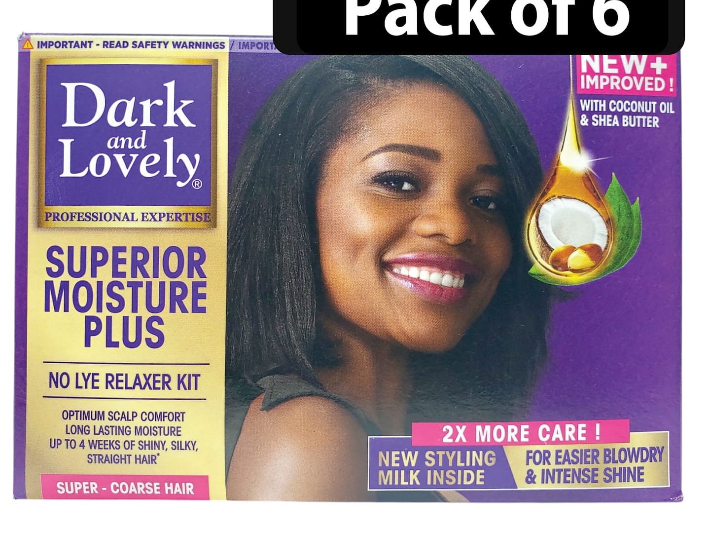 Pack of 6) Dark Lovely Superior Moisture Plus No-Lye Relaxer Kit