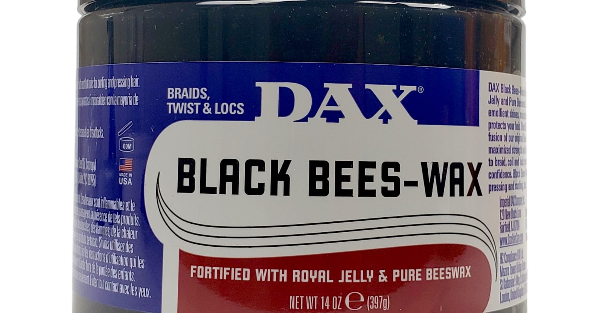 Dax Black Bees Wax Fortified With Royal Jelly & Bees Wax 14oz