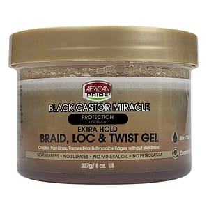 African Pride Black Castor Miracle Braid,Loc & Twisting Gel 8oz