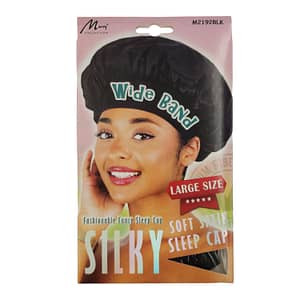 Murry Wide Band Silky Soft Satin Sleep Cap M2192BLK