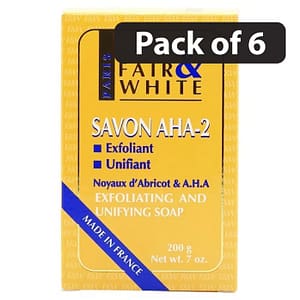 (Pack of 6) Fair and White Savon AHA2 Exfoliating & Unifying Soap 200g
