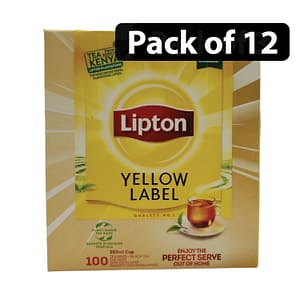 (Pack of 12) Lipton Yellow Label Black Tea (100 Tea Bags x 2g) 200g