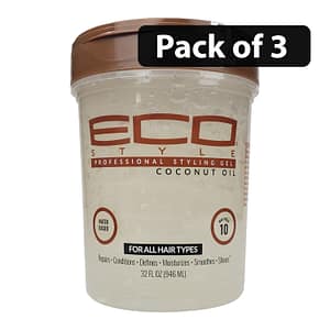 (Pack of 3) Eco Styling Gel Coconut Oil For All Hair Types 32oz
