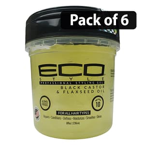 (Pack of 6) ECO Black Castor & Flaxseed Oil Styling Gel 8oz