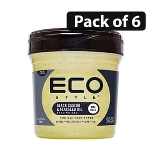 (Pack of 6) Eco Black Castor & Flaxseed Oil Gel 16oz