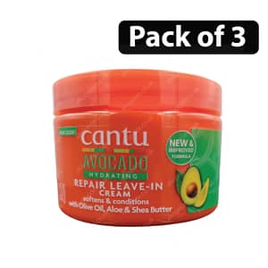 (Pack of 3) Cantu Avocado Repair Leave-In Cream with Olive, Aloe & Shea Butter 12oz