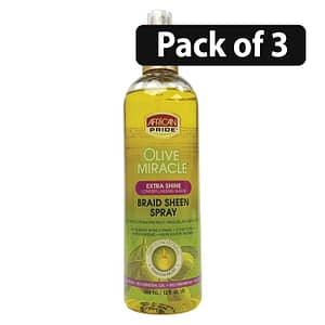(Pack of 3) African Pride Olive Miracle Extra Shine Braid Sheen Spray 12oz