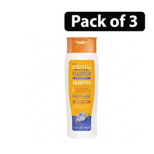 (Pack of 3) Cantu Flaxseed Smoothing Shampoo with Flaxseed Oil & Shea Butter 13.5oz/ 400ml