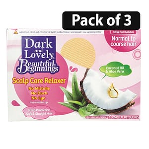 (Pack of 3) Dark & Lovely Beautiful Beginnings Scalp Care Relaxer 2 Complete Touches Normal