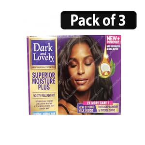 (Pack of 3) Dark & Lovely Superior Mositure Plus No-Lye Relaxer Kit Regular