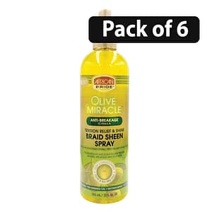 (Pack of 6) African Pride Olive Miracle Anti-Breakage Braid Sheen Spray 12oz