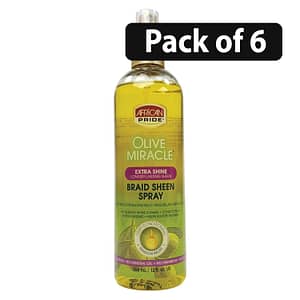 (Pack of 6) African Pride Olive Miracle Extra Shine Braid Sheen Spray 12oz