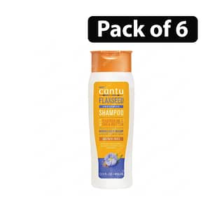 (Pack of 6) Cantu Flaxseed Smoothing Shampoo with Flaxseed Oil & Shea Butter 13.5oz/ 400ml