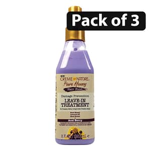 (Pack of 3) Creme of Nature Pure Honey Hair Food Acai Berry Leave-In Treatment 8oz