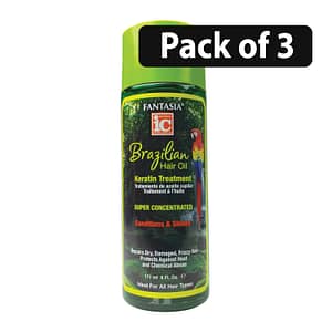 (Pack of 3) Fantasia IC Brazilian Hair Oil with Keratin Treatment 6oz