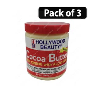 (Pack of 3) Hollywood Beauty Cocoa Butter Skin Cream with Aloe Vera 20oz