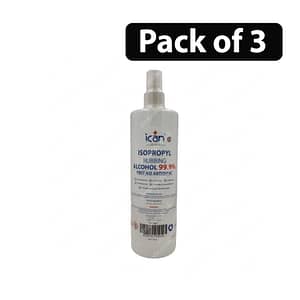 (Pack of 3) Ican Isopropyl Rubbing Alcohal 99.9% First Aid Antiseptic 500ml