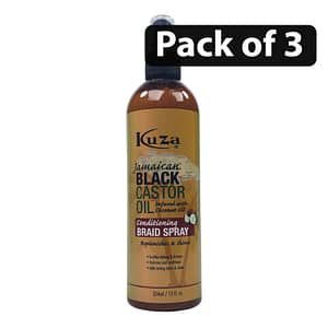 (Pack of 3) Kuza Jamaican Black Castor Oil Conditioning Braid Spray 12oz