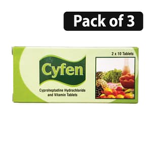 (Pack of 3) Cyfen Crproheptadine Hydrochloride and Vitamin Tablets 2 x 10 Tablets