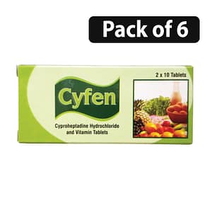 (Pack of 6) Cyfen Crproheptadine Hydrochloride and Vitamin Tablets 2 x 10 Tablets