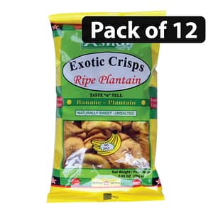 (Pack of 12) Asiko Exotic Crisps Ripe Plantain Naturally Sweet-Unsalted 75g
