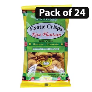 (Pack of 24) Asiko Exotic Crisps Ripe Plantain Naturally Sweet-Unsalted 75g