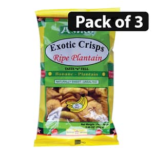 (Pack of 3) Asiko Exotic Crisps Ripe Plantain Naturally Sweet-Unsalted 75g