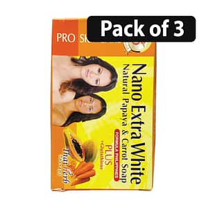 (Pack of 3) Pro Skincare Nano Extra White Natural Papaya & Carrot Soap 160g