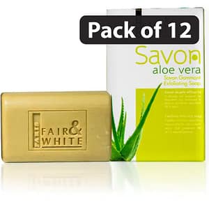 (Pack of 12) Fair & White Savon Gommant Soap Aloe 200g