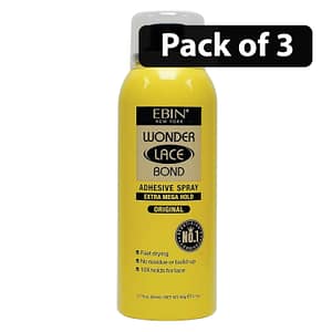 (Pack of 3) Ebin Wonder Lace Bond Extra Mega Hold Adhesive Spray Original 80ml